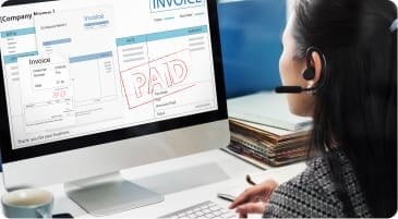 Enterprise invoice management software interface on a computer screen.