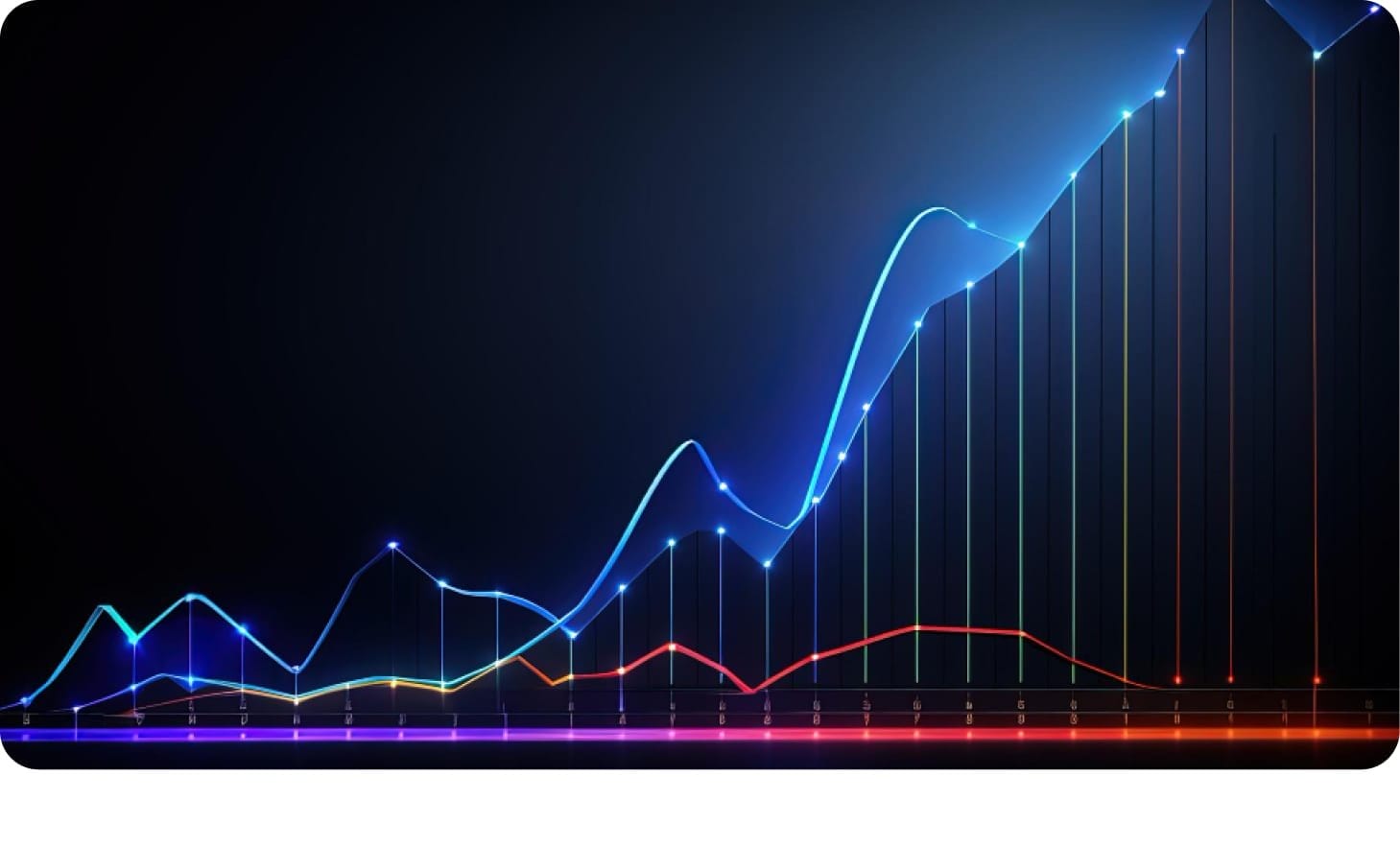 Digital line chart illustrating smart energy management and data insights.