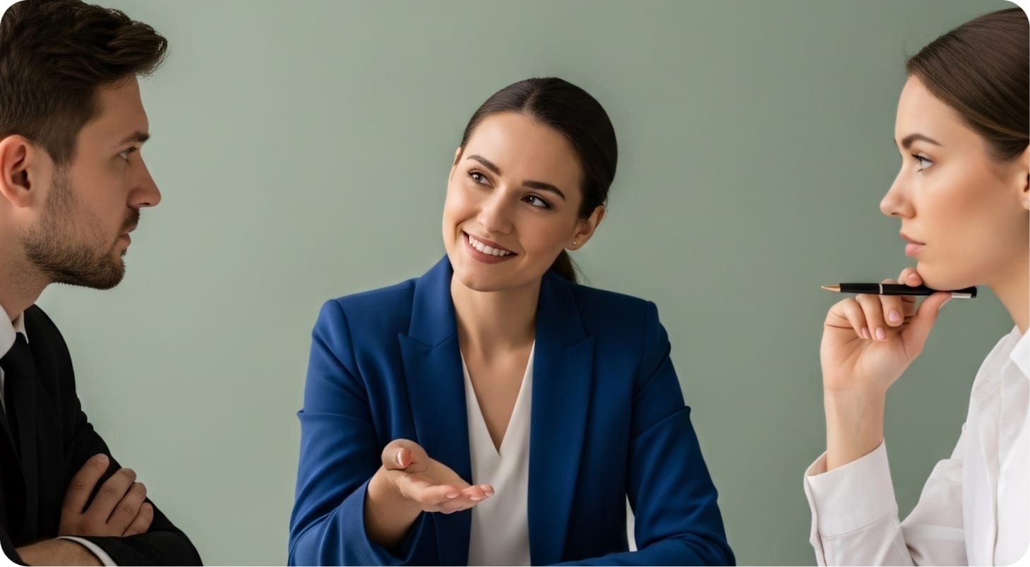 Business team discussing unified sales strategy across multiple offices.