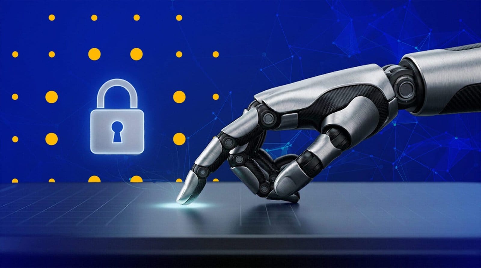 AI robotic hand securing cybersecurity priorities
